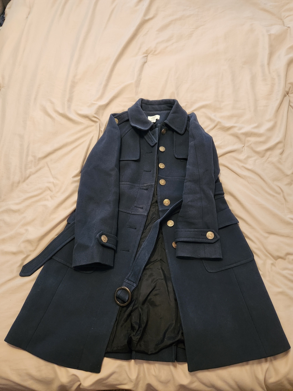 Ann Taylor LOFT 8 Petites Navy Blue Trench Coat